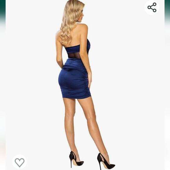 Roma Costumes Ruched Satin and Mesh Navy and Black Strapless Dress Size M NWT - Picture 2 of 7